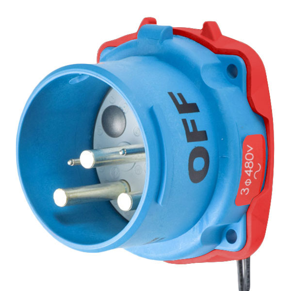 33-68042-972 - DS60 INLET POLY BLUE SIZE 4 TYPE 3R 2P+G 60A 480 VAC 60 Hz +2 AUX